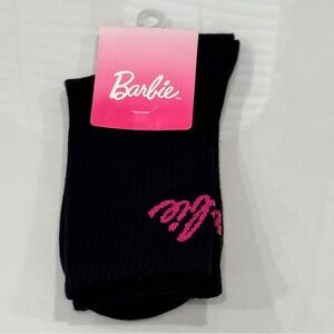 Barbie Black Socks Pink Logo Brand New